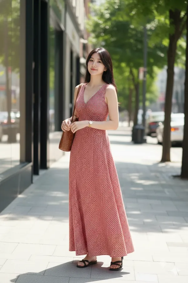 Red_Ultra_Micro_Houndstooth_Premium_Dress_For_Women