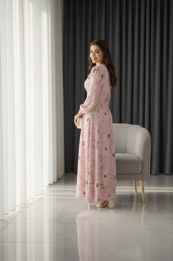Pink_Flowers_Butter_Crape_And_Blue_Micro_Haundstooth_Premium_Dress_For_Women_Pack_Of_2