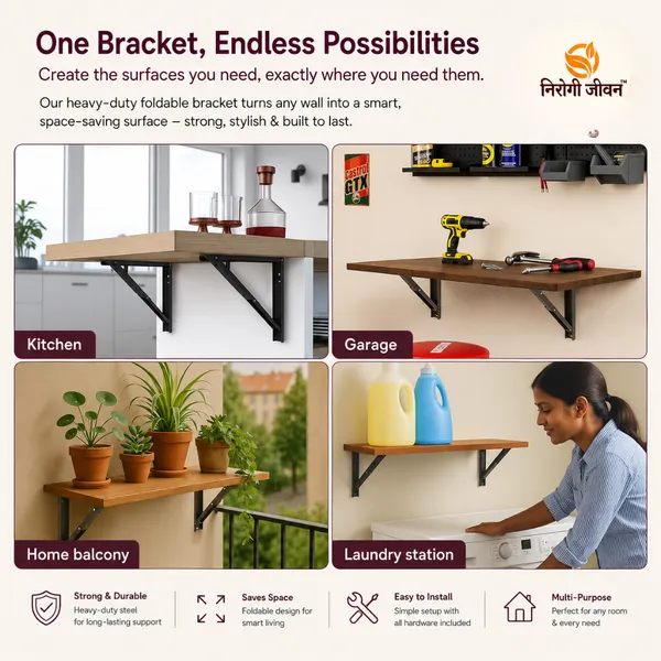 Nirogi_Jeevan_Premium_Heavy_Duty_16"(40cm)_1.2_mm_Thickness_|Foldable_Mild_Rack_Shelves_Bracket_For_Shelf/Table_45_Shelf_Bracket