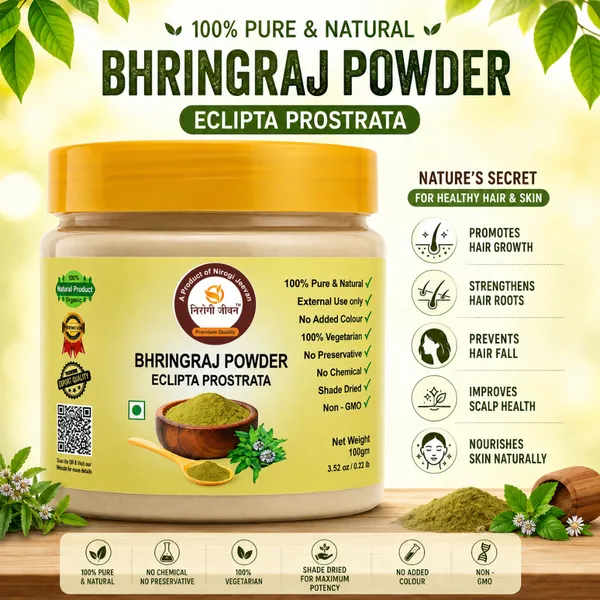 Nirogi_Jeevan™_Bhringraj_Powder_|All_Pure,_Natural_&_Organic_Grade_|Edible_Grade_||For_Natural_Hair_Growth_|_Eclipta_Prostrata_|_100gX2_|_Pack_of_02_|Total_200_gram