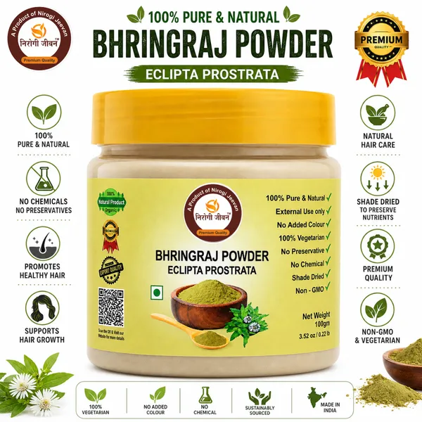 Nirogi_Jeevan™_Bhringraj_Powder_|All_Pure,_Natural_&_Organic_Grade_|Edible_Grade_||For_Natural_Hair_Growth_|_Eclipta_Prostrata_|_100gX2_|_Pack_of_02_|Total_200_gram