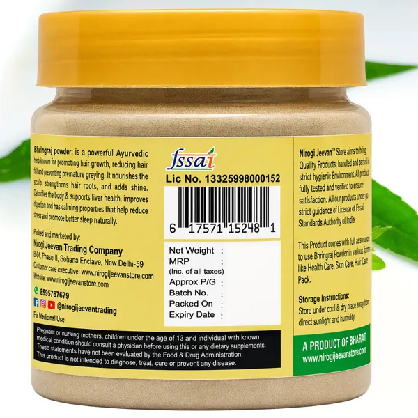 Nirogi_Jeevan™_Bhringraj_Powder_|All_Pure,_Natural_&_Organic_Grade_|Edible_Grade_||For_Natural_Hair_Growth_|_Eclipta_Prostrata_|_100gX2_|_Pack_of_02_|Total_200_gram