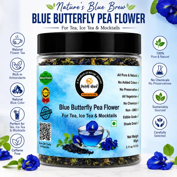 Nirogi_Jeevan™_Blue_Butterfly_Pea_Flower_Tea_|_Organic_Grade_Antioxidant_Rich_Herbal_Tea_|_Supports_Metabolism,_Detox,_Immunity_&_Skin_Vitality_|_Daily_Wellness_Drink_|_60_Gram_|_120_Servings