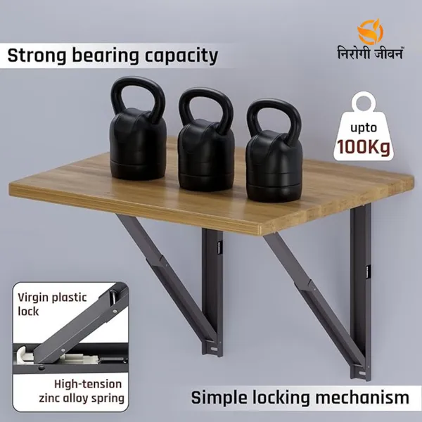 Nirogi_Jeevan™_Premium_Heavy_Duty_18"_(45cm)_1.2mm_Thickness|_Foldable_Mild_Rack_Shelves_Bracket_For_Shelf/Table_45_Shelf_Bracket