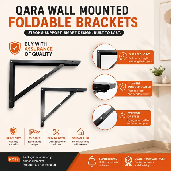 Nirogi_Jeevan™_Premium_Heavy_Duty_18"_(45cm)_1.2mm_Thickness|_Foldable_Mild_Rack_Shelves_Bracket_For_Shelf/Table_45_Shelf_Bracket