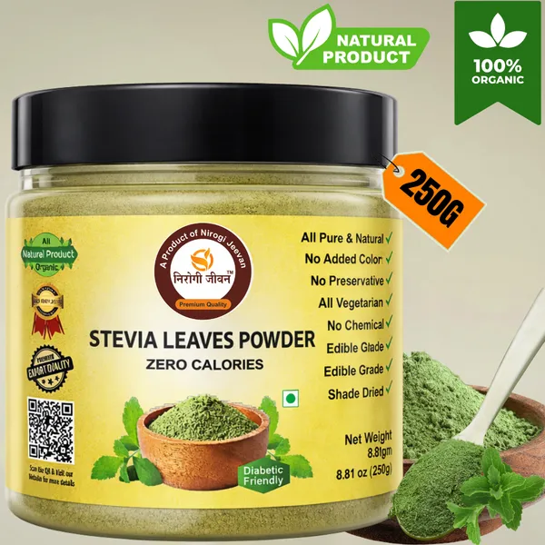 Nirogi_Jeevan™_Stevia_Leaves_Powder_|_All_Pure,_Natural_&_Organic_Grade_|_Healthy_Drink_|_Diabetic_Friendly_|_Healthy_Drink_|_Dry_Green_Leaves_Powder_|250_gram_|_Pack_of_01