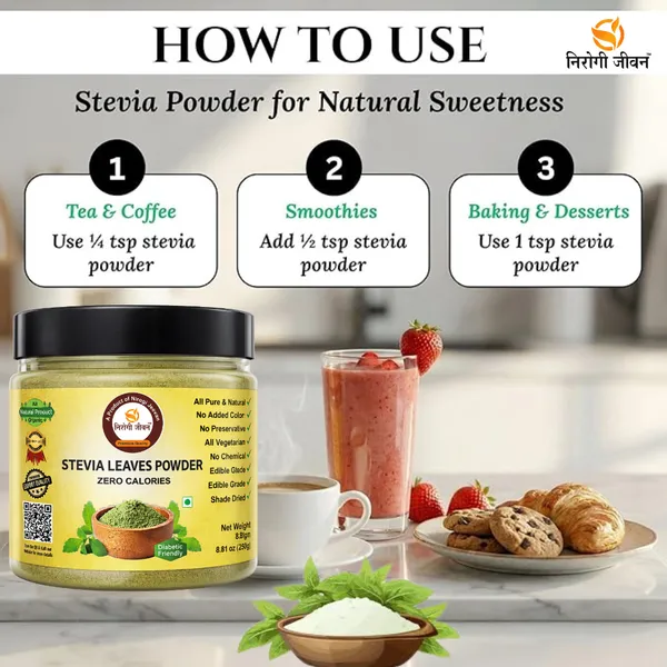 Nirogi_Jeevan™_Stevia_Leaves_Powder_|_All_Pure,_Natural_&_Organic_Grade_|_Healthy_Drink_|_Diabetic_Friendly_|_Healthy_Drink_|_Dry_Green_Leaves_Powder_|250_gram_|_Pack_of_01
