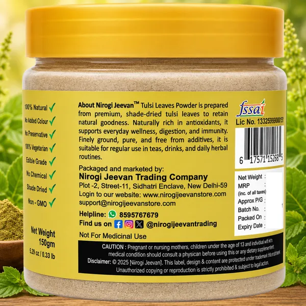 Nirogi_Jeevan™_Tulsi_Leaves_Powder_|_All_Pure,_Natural_&_Organic_Grade_|_Basil_Leaves_|_Cooking,_Skin_&_Hair_Care_|Health_Care_|_150x2_=300_grams_|_Pack_of_02