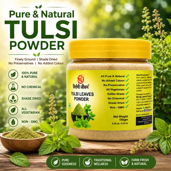 Nirogi_Jeevan™_Tulsi_Leaves_Powder_|_All_Pure,_Natural_&_Organic_Grade_|_Basil_Leaves_|_Cooking,_Skin_&_Hair_Care_|Health_Care_|_150x2_=300_grams_|_Pack_of_02