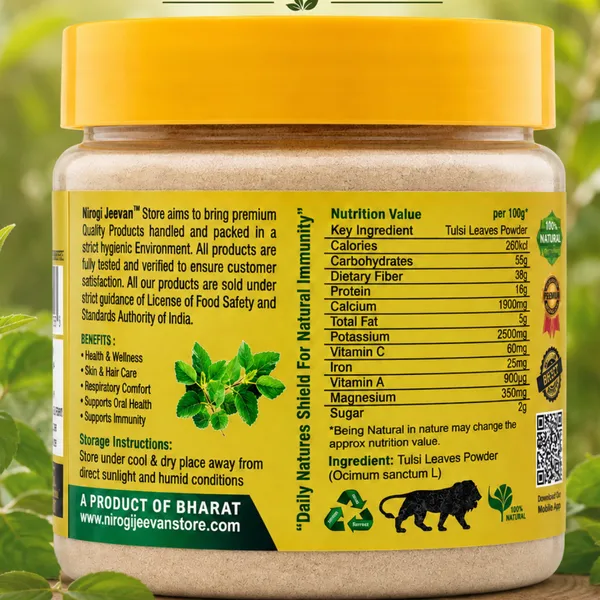 Nirogi_Jeevan™_Tulsi_Leaves_Powder_|_All_Pure,_Natural_&_Organic_Grade_|_Basil_Leaves_|_Cooking,_Skin_&_Hair_Care_|Health_Care_|_150x2_=300_grams_|_Pack_of_02