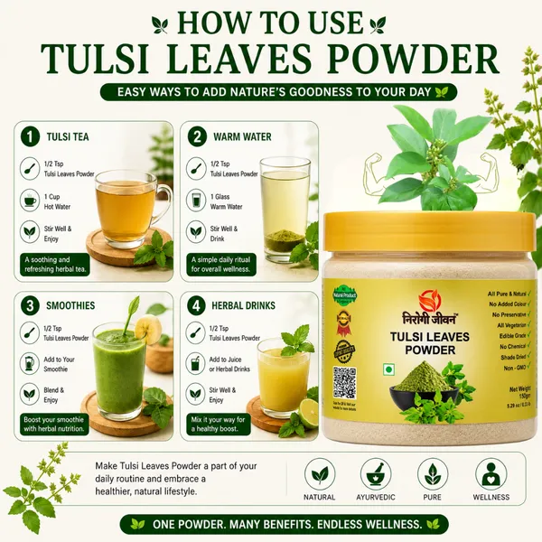 Nirogi_Jeevan™_Tulsi_Leaves_Powder_|_All_Pure,_Natural_&_Organic_Grade_|_Basil_Leaves_|_Cooking,_Skin_&_Hair_Care_|Health_Care_|_150x2_=300_grams_|_Pack_of_02