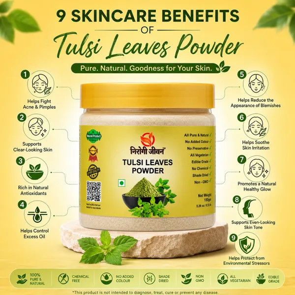 Nirogi_Jeevan™_Tulsi_Leaves_Powder_|_All_Pure,_Natural_&_Organic_Grade_|_Basil_Leaves_|_Cooking,_Skin_&_Hair_Care_|Health_Care_|_150x2_=300_grams_|_Pack_of_02