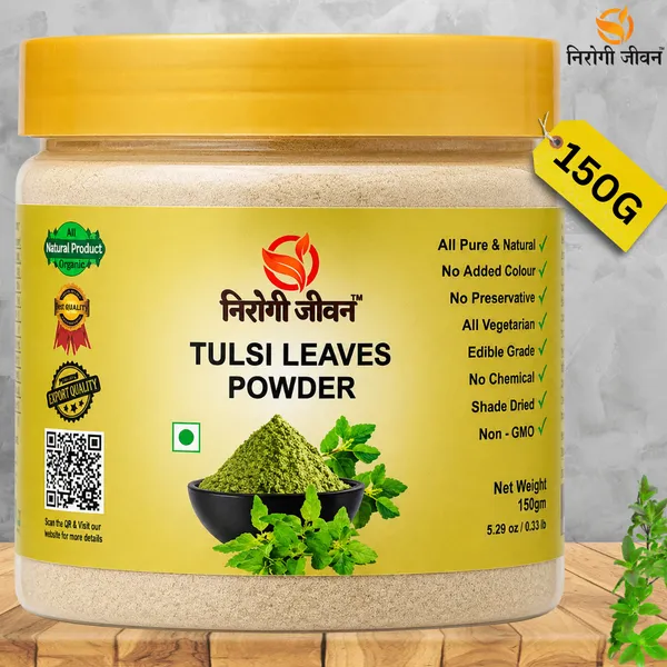 Nirogi_Jeevan™_Tulsi_Leaves_Powder_|_All_Pure,_Natural_&_Organic_Grade_|_Basil_Leaves_|_Cooking,_Skin_&_Hair_Care_|Health_Care_|_150x2_=300_grams_|_Pack_of_02