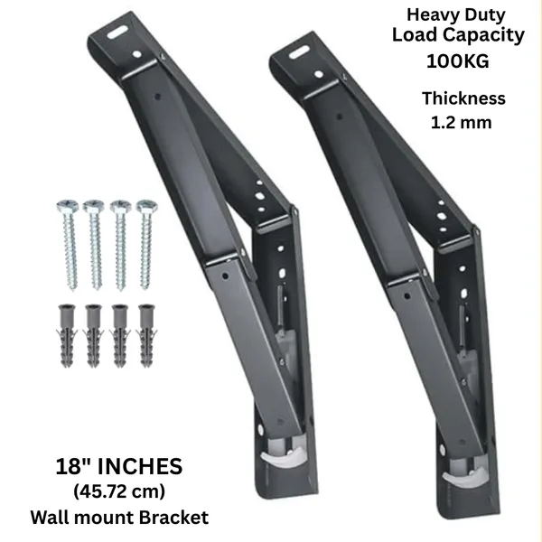 Nirogi_Jeevan™_Premium_Heavy_Duty_18"_(45cm)_1.2mm_Thickness|_Foldable_Mild_Rack_Shelves_Bracket_For_Shelf/Table_45_Shelf_Bracket