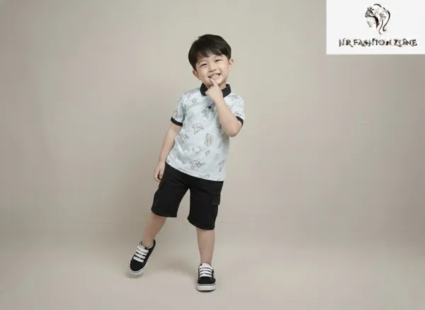 Off_White_And_Black_Cotton_T-Shirt_And_Shorts_Set_For_Kids_Boy