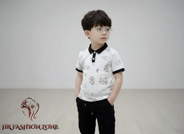 Off_White_And_Black_Cotton_T-Shirt_And_Shorts_Set_For_Kids_Boy