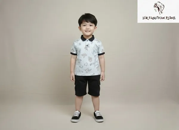 Off_White_And_Black_Cotton_T-Shirt_And_Shorts_Set_For_Kids_Boy