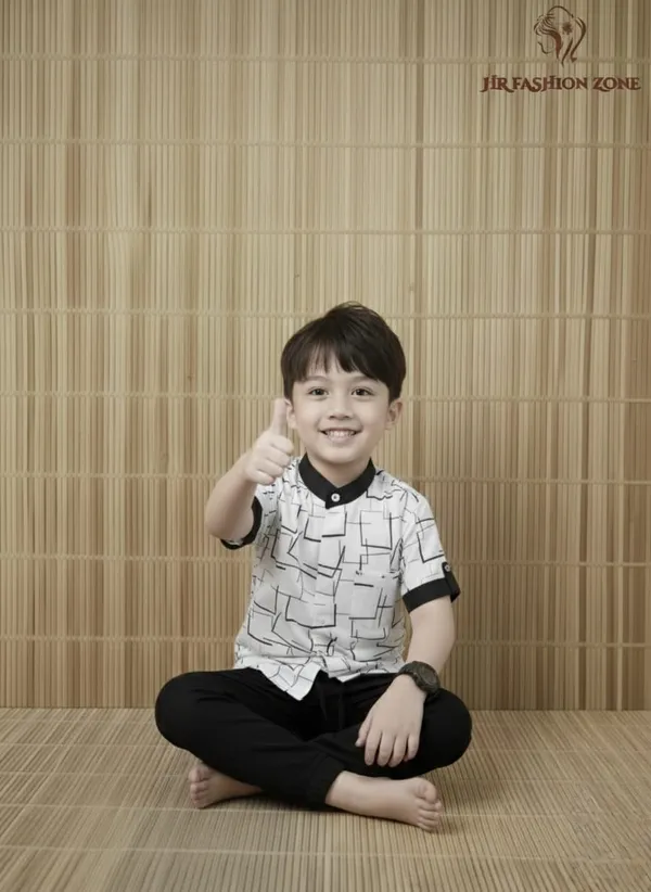Off_White_And_Olive_Green_Cotton_T-Shirt_And_Shorts_Set_For_Kids_Boy