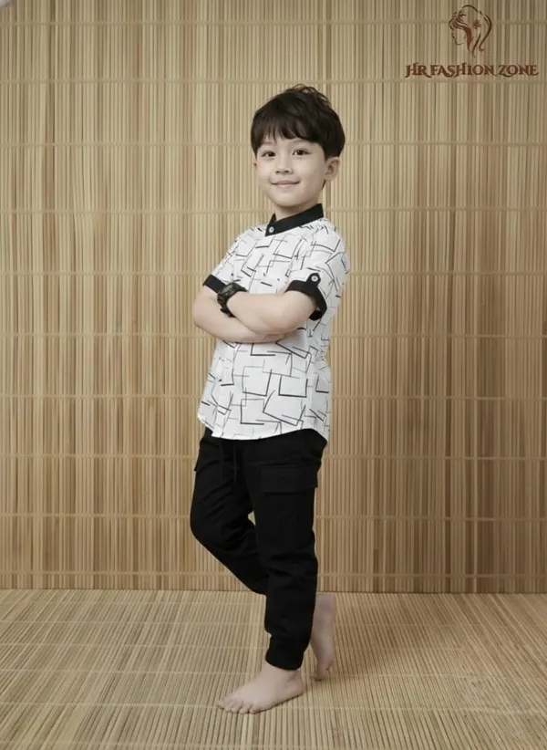 Off_White_And_Olive_Green_Cotton_T-Shirt_And_Shorts_Set_For_Kids_Boy