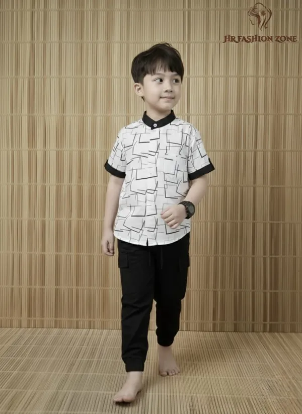 Off_White_And_Olive_Green_Cotton_T-Shirt_And_Shorts_Set_For_Kids_Boy