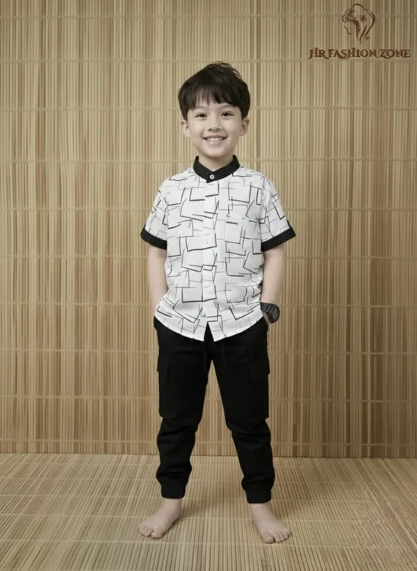 Off_White_And_Olive_Green_Cotton_T-Shirt_And_Shorts_Set_For_Kids_Boy
