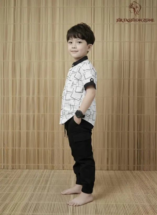 Off_White_And_Olive_Green_Cotton_T-Shirt_And_Shorts_Set_For_Kids_Boy