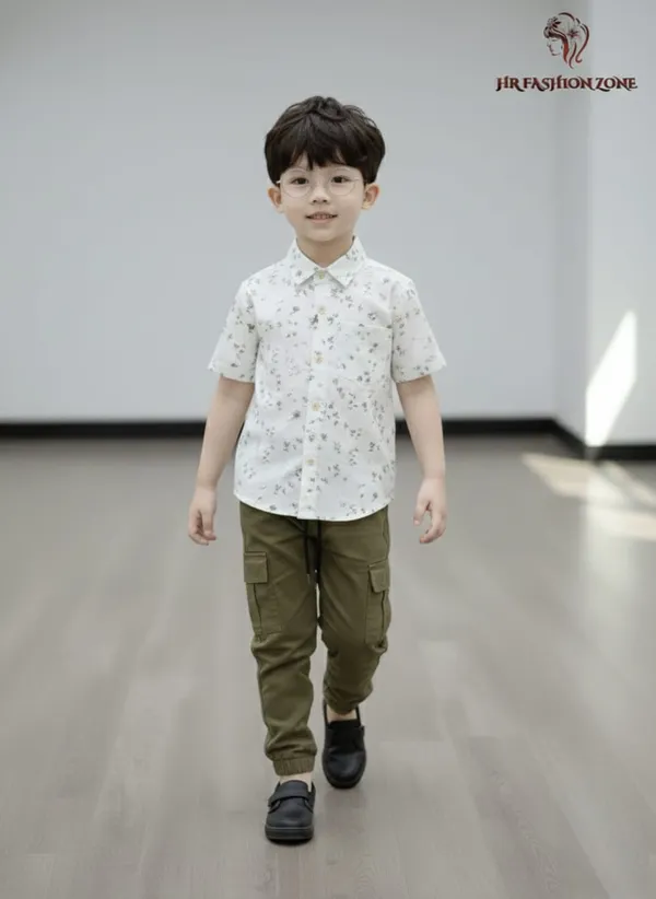 Off_White_And_Olive_Green_Cotton_T-Shirt_And_Shorts_Set_For_Kids_Boy