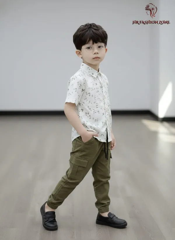 Off_White_And_Olive_Green_Cotton_T-Shirt_And_Shorts_Set_For_Kids_Boy