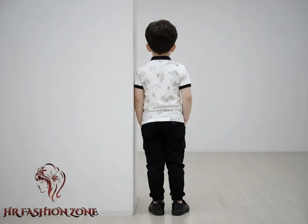 Off_White_And_Black_Cotton_T-Shirt_And_Shorts_Set_For_Kids_Boy