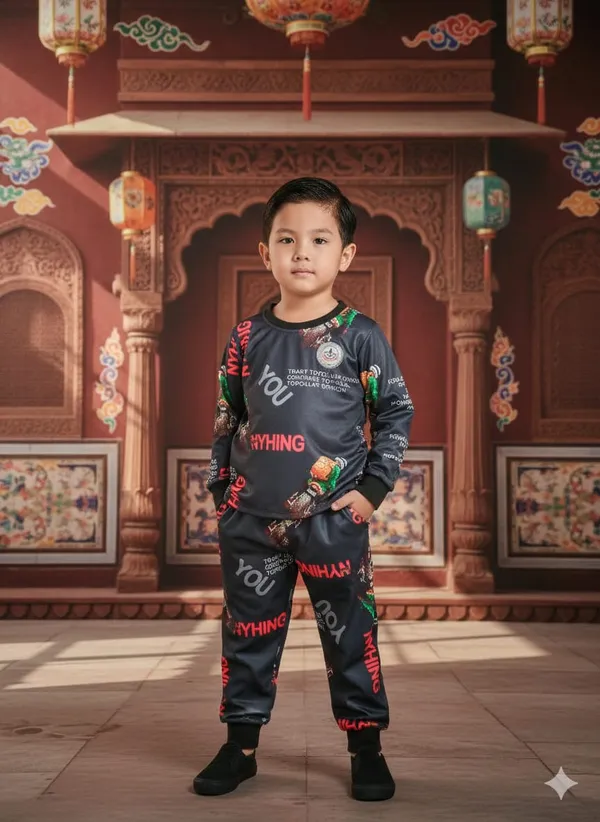 Black_Cotton_T-Shirt_And_Shorts_Set_For_Kids_Boys