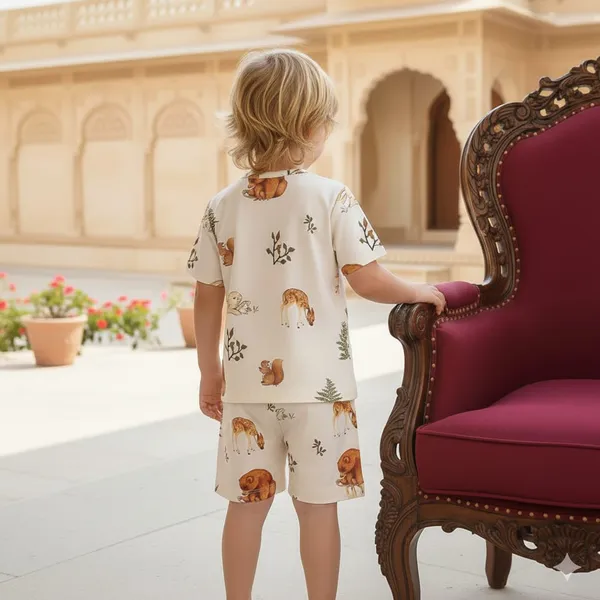 Off_White_Cotton_T-Shirt_And_Shorts_Set_For_Kids_Boys