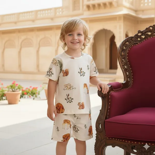 Off_White_Cotton_T-Shirt_And_Shorts_Set_For_Kids_Boys
