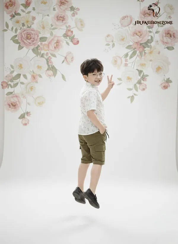 Off_White_And_Olive_Green_Cotton_T-Shirt_And_Shorts_Set_For_Kids_Boy