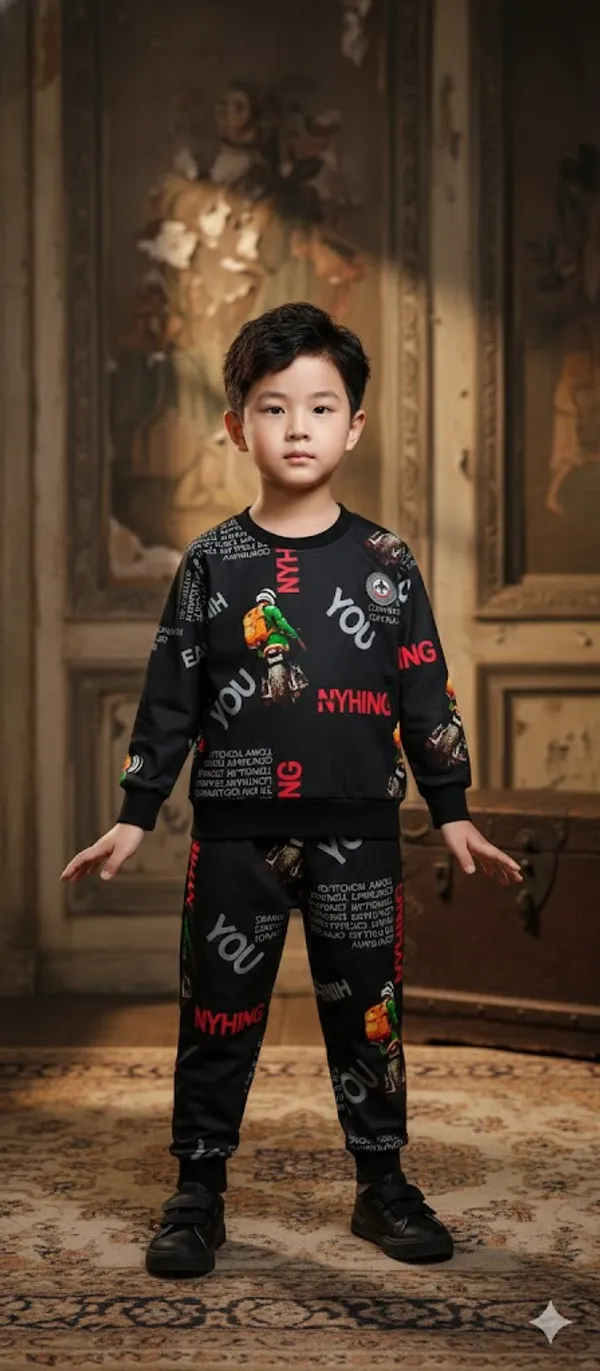 Black_Cotton_T-Shirt_And_Shorts_Set_For_Kids_Boys