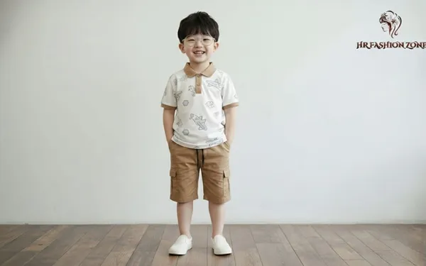 Off_White_And_Brown_Cotton_T-Shirt_And_Shorts_Set_For_Kids_Boy