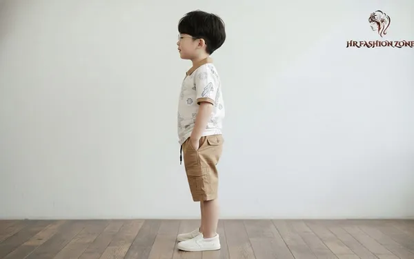 Off_White_And_Brown_Cotton_T-Shirt_And_Shorts_Set_For_Kids_Boy
