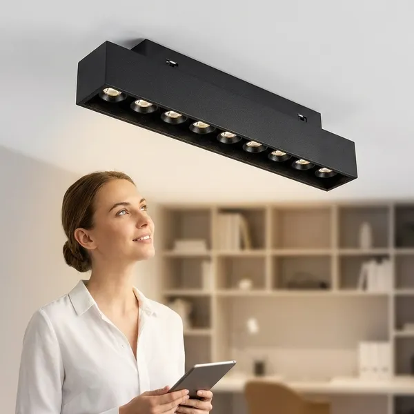 Black_12W_Led_Dali_Control__Magnetic_Aluminium_Lighting_And_Luminaries_For_Indoor_Purpose