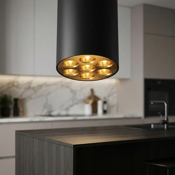Black_And_Gold_24W_Surface_Pandent_Cylinder_Light_Aluminium_Lighting_And_Luminaries_For_Indoor_Purpose