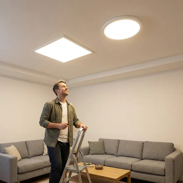 White_18W_Flat_Led_Panel_Metal_Lighting_And_Luminaries_For_Indoor_Purpose