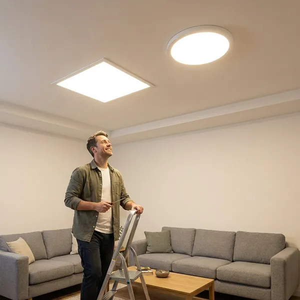 White_18W_Flat_Led_Panel_Metal_Lighting_And_Luminaries_For_Indoor_Purpose