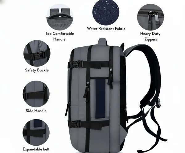 Grey_Premium_Nylon_40L_Travel_Laptop_Backpack_Bag_For_Men_&_Women