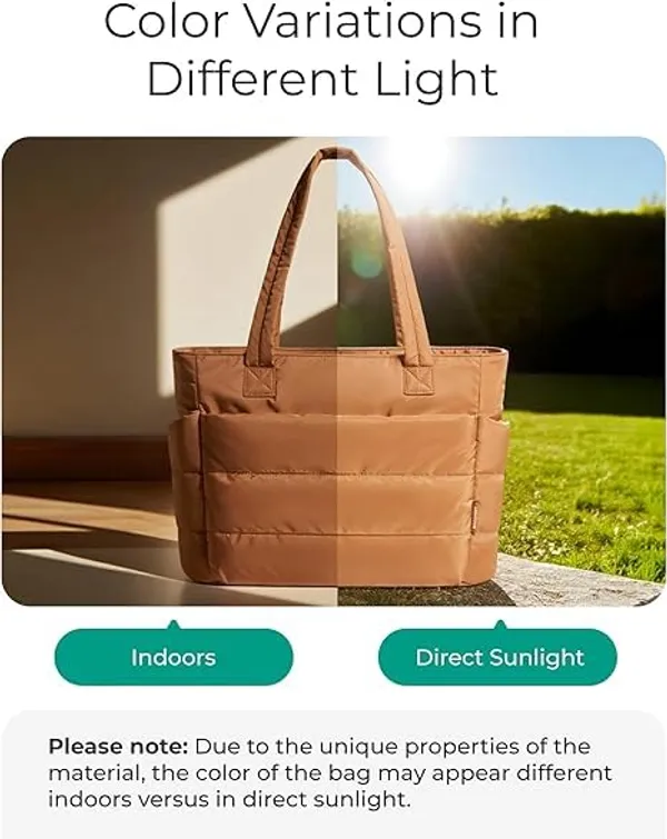 White_&_Brown_Premium_Nylon__Light_Weight_Puffy_Tote_Bag_For_Women__(Pack_Of_2)
