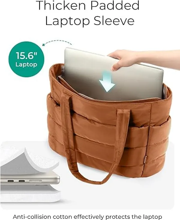 Brown_Premium_Nylon_Light_Weight_Puffy_Tote_Bag_For__Women