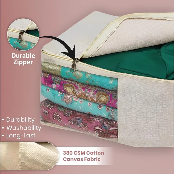 Pack_Of_8_Off_White_Premium_Cotton_Saree_And_Blouse_Cover_With_Zip_For_Home_Decor