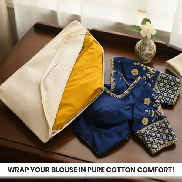 Pack_Of_12_Off_White_Premium_Cotton_Saree_And_Blouse_Cover_With_Zip_For_Home_Decor