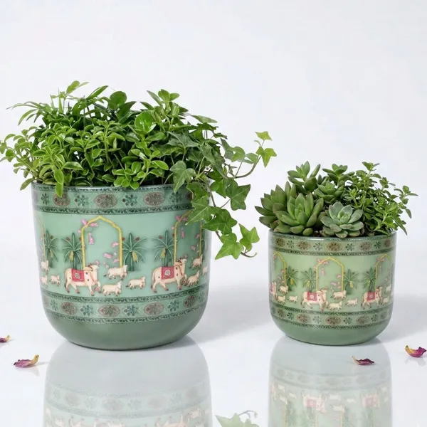 Pack_Of_2_Green_Natural_Terracotta_Plant_Pot_Non_Breakable_|Lightweight_&_Weather_Resistant