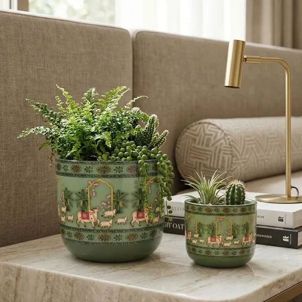 Pack_Of_2_Green_Natural_Terracotta_Plant_Pot_Non_Breakable_|Lightweight_&_Weather_Resistant
