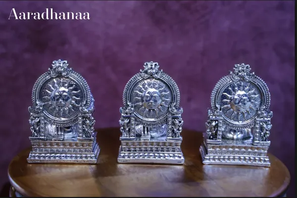 999_Pure_Silver_Plated_Ganesh_Lakshmi_Saraswathi_Virajman_On_Singhasan_God_Idol