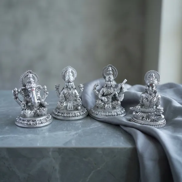 999_Pure_Silver_Plated_Ganesh_Lakshmi_Saraswati_Annapurnas_God_Idol