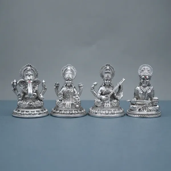 999_Pure_Silver_Plated_Ganesh_Lakshmi_Saraswati_Annapurnas_God_Idol